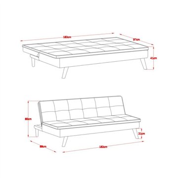 Divano letto Lunaria 3 posti colore grigio design moderno 182x88x80H