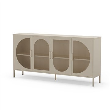 Credenza in metallo Tayra con 4 ante reticolate crema 160x40x90H - Stile moderno e anima industrial