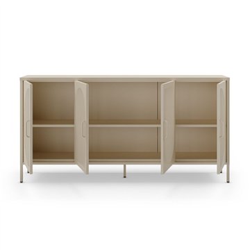 Credenza in metallo Tayra con 4 ante reticolate crema 160x40x90H - Stile moderno e anima industrial