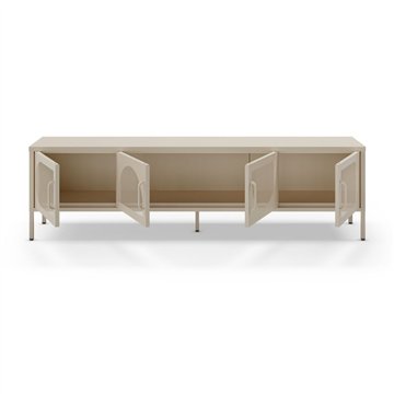 Porta TV in metallo Tayra con 4 ante reticolate crema 180x35x50H - Stile moderno e anima industrial