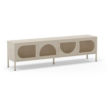 Porta TV in metallo Tayra con 4 ante reticolate crema 180x35x50H - Stile moderno e anima industrial