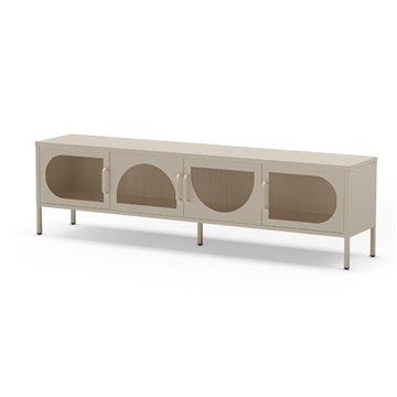 Porta TV in metallo Tayra con 4 ante reticolate crema 180x35x50H - Stile moderno e anima industrial