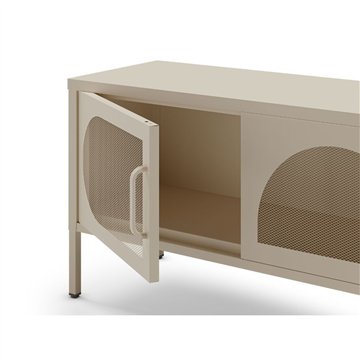 Porta TV in metallo Tayra con 4 ante reticolate crema 180x35x50H - Stile moderno e anima industrial