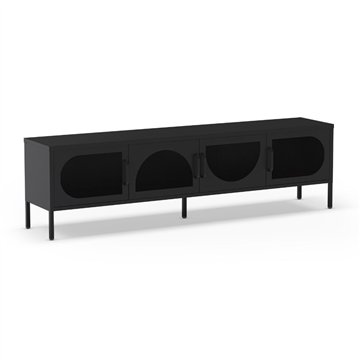 Porta TV in metallo Tayra con 4 ante reticolate nero 180x35x50H - Stile moderno e anima industrial