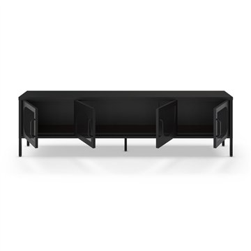 Porta TV in metallo Tayra con 4 ante reticolate nero 180x35x50H - Stile moderno e anima industrial