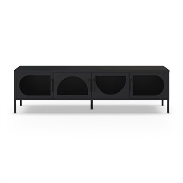 Porta TV in metallo Tayra con 4 ante reticolate nero 180x35x50H - Stile moderno e anima industrial