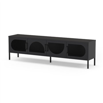 Porta TV in metallo Tayra con 4 ante reticolate nero 180x35x50H - Stile moderno e anima industrial