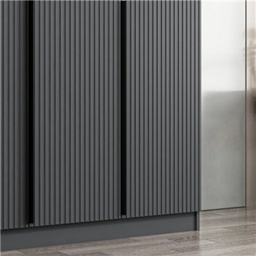 Armadio Kale 3 ante battenti effetto cannettato antracite 135x52x210H - Eleganza e capienza