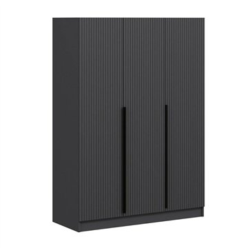 Armadio Kale 3 ante battenti effetto cannettato antracite 135x52x210H - Eleganza e capienza
