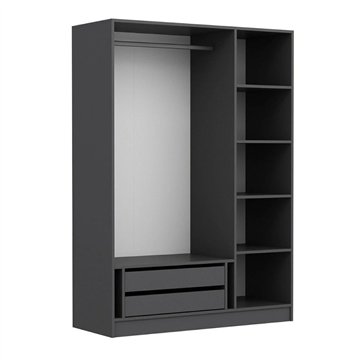 Armadio Kale 3 ante battenti effetto cannettato antracite 135x52x210H - Eleganza e capienza
