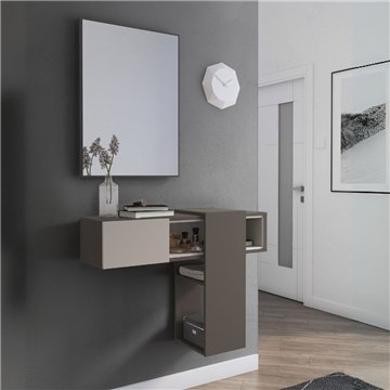Mobile ingresso sospeso con specchio colore grigio cobalto e cashmere Mog