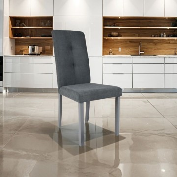 Sedia imbottita Eric in legno e tessuto grigio - Toscohome