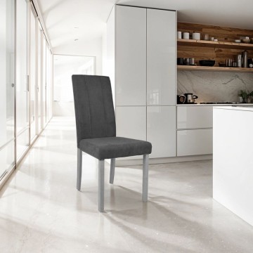 Sedia imbottita Verty, legno e tessuto grigio - Toscohome