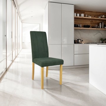 Sedia imbottita Verty: legno rovere e tessuto verde