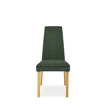 Sedia imbottita in legno rovere e tessuto verde - Tomy