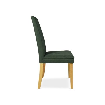 Sedia imbottita in legno rovere e tessuto verde - Tomy