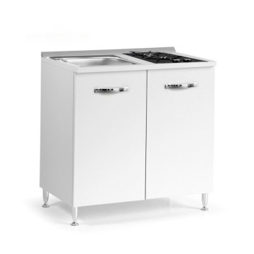Cucinino 2 ante bianco larice con lavello e piano cottura 80x60