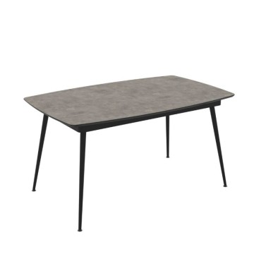 Tavolo allungabile colore cemento con gambe nere 145x80x75H allungabile a 185 Yense