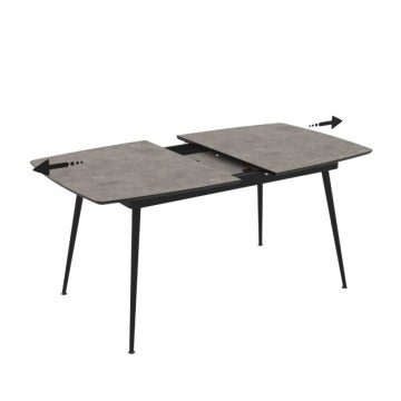Tavolo allungabile colore cemento con gambe nere 145x80x75H allungabile a 185 Yense