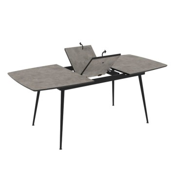 Tavolo allungabile colore cemento con gambe nere 145x80x75H allungabile a 185 Yense