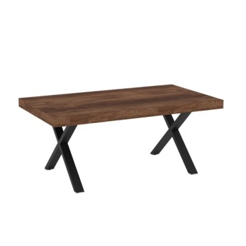 Tavolo allungabile con piano in MDF noce e gambe nere 180x100x76H England