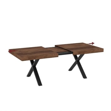 Tavolo allungabile con piano in MDF noce e gambe nere 180x100x76H England