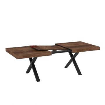 Tavolo allungabile con piano in MDF noce e gambe nere 180x100x76H England