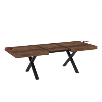 Tavolo allungabile con piano in MDF noce e gambe nere 180x100x76H England