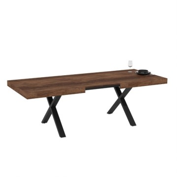 Tavolo allungabile con piano in MDF noce e gambe nere 180x100x76H England