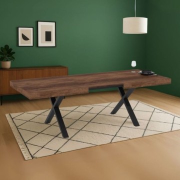 Tavolo allungabile con piano in MDF noce e gambe nere 180x100x76H England