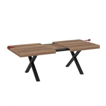 Tavolo allungabile con piano in MDF quercia e gambe nere 180x100x76H England