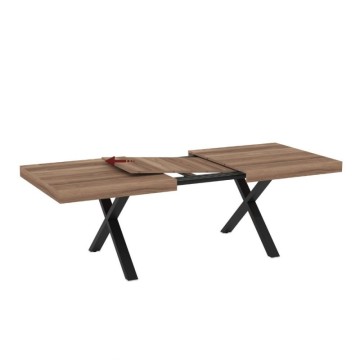 Tavolo allungabile con piano in MDF quercia e gambe nere 180x100x76H England