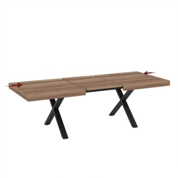 Tavolo allungabile con piano in MDF quercia e gambe nere 180x100x76H England
