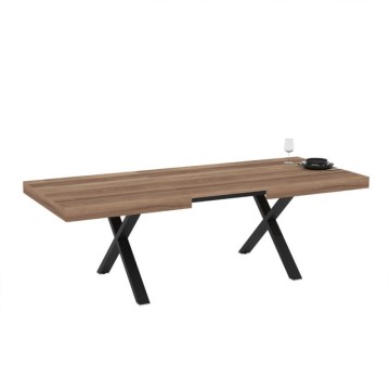 Tavolo allungabile con piano in MDF quercia e gambe nere 180x100x76H England