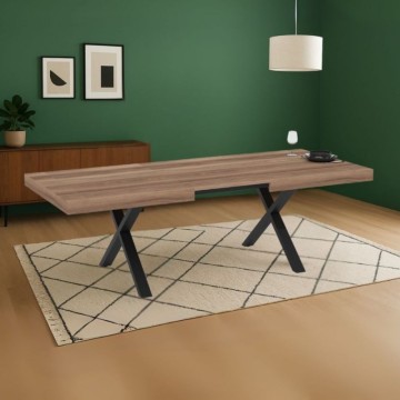 Tavolo allungabile con piano in MDF quercia e gambe nere 180x100x76H England