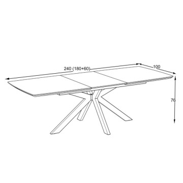Tavolo allungabile piano cemento e base nera 180/240x100x76H Verano