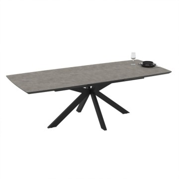 Tavolo allungabile piano cemento e base nera 180/240x100x76H Verano