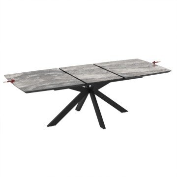 Tavolo allungabile piano effetto marmo arabesque nero e base nera 180/240x100x76H Verano