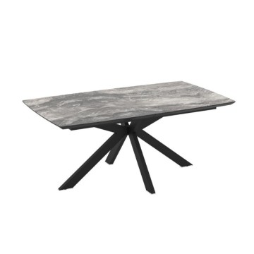Tavolo allungabile piano effetto marmo arabesque nero e base nera 180/240x100x76H Verano