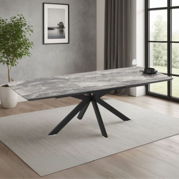 Tavolo allungabile piano effetto marmo arabesque nero e base nera 180/240x100x76H Verano