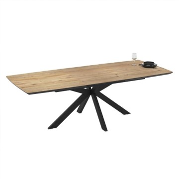 Tavolo allungabile piano rovere e base nera 180/240x100x76H Verano