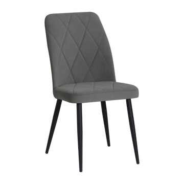 Sedia tessuto grigio con trama geometrica e piedi neri Vika