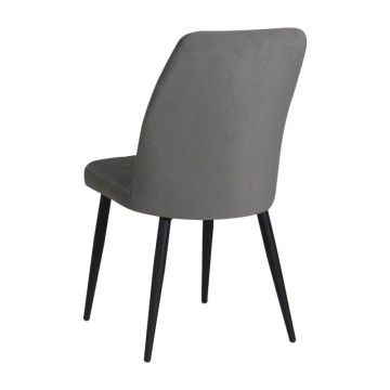 Sedia tessuto grigio con trama geometrica e piedi neri Vika