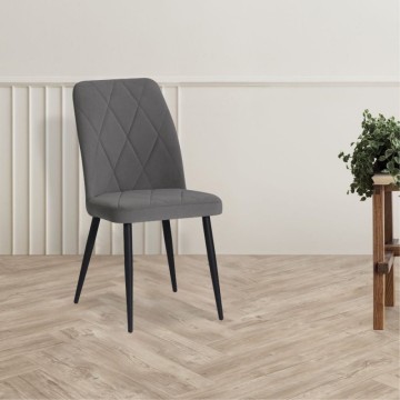 Sedia tessuto grigio con trama geometrica e piedi neri Vika