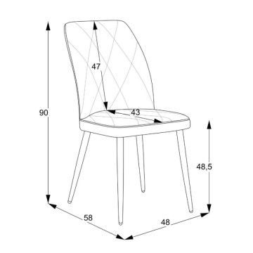 Sedia tessuto tortora con trama geometrica e piedi neri Vika