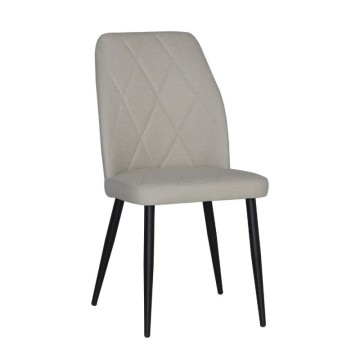 Sedia tessuto tortora con trama geometrica e piedi neri Vika