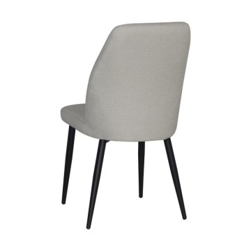 Sedia tessuto tortora con trama geometrica e piedi neri Vika