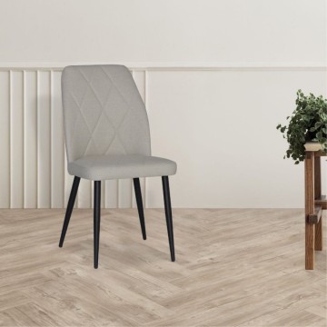Sedia tessuto tortora con trama geometrica e piedi neri Vika