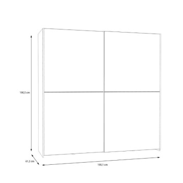 Armadio 2 ante scorrevoli a specchio 190x61x190.5H colore bianco Elio