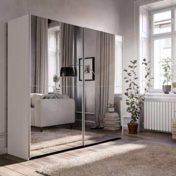 Armadio 2 ante scorrevoli a specchio 190x61x190.5H colore bianco Elio